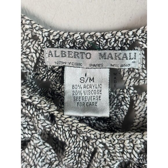 Alberto Makali Womens Crochet Knit Poncho Top Gray Boho Cover Up Size S/M - Picture 7 of 7